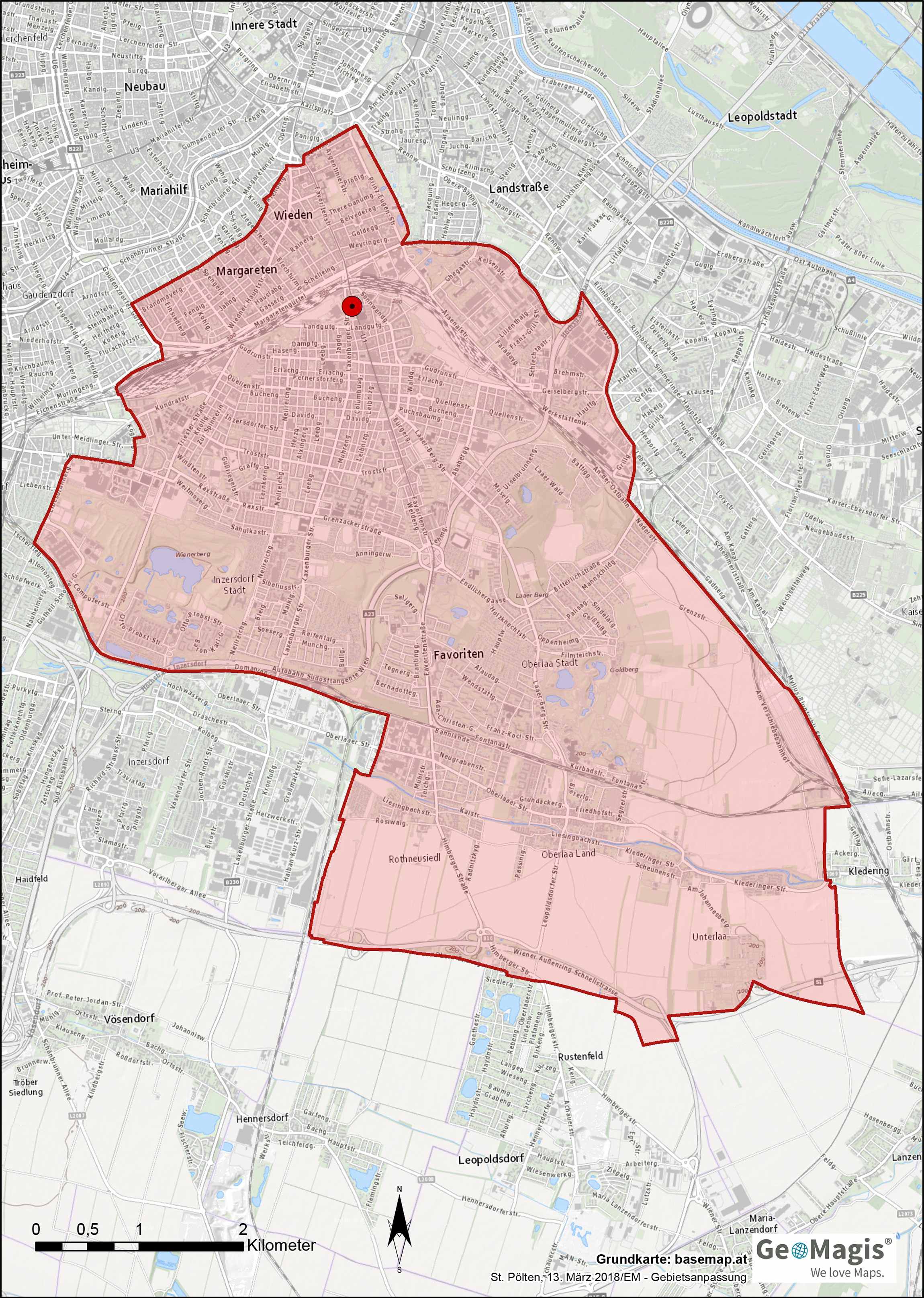 Wien, Favoritenstraße Zustellgebiet